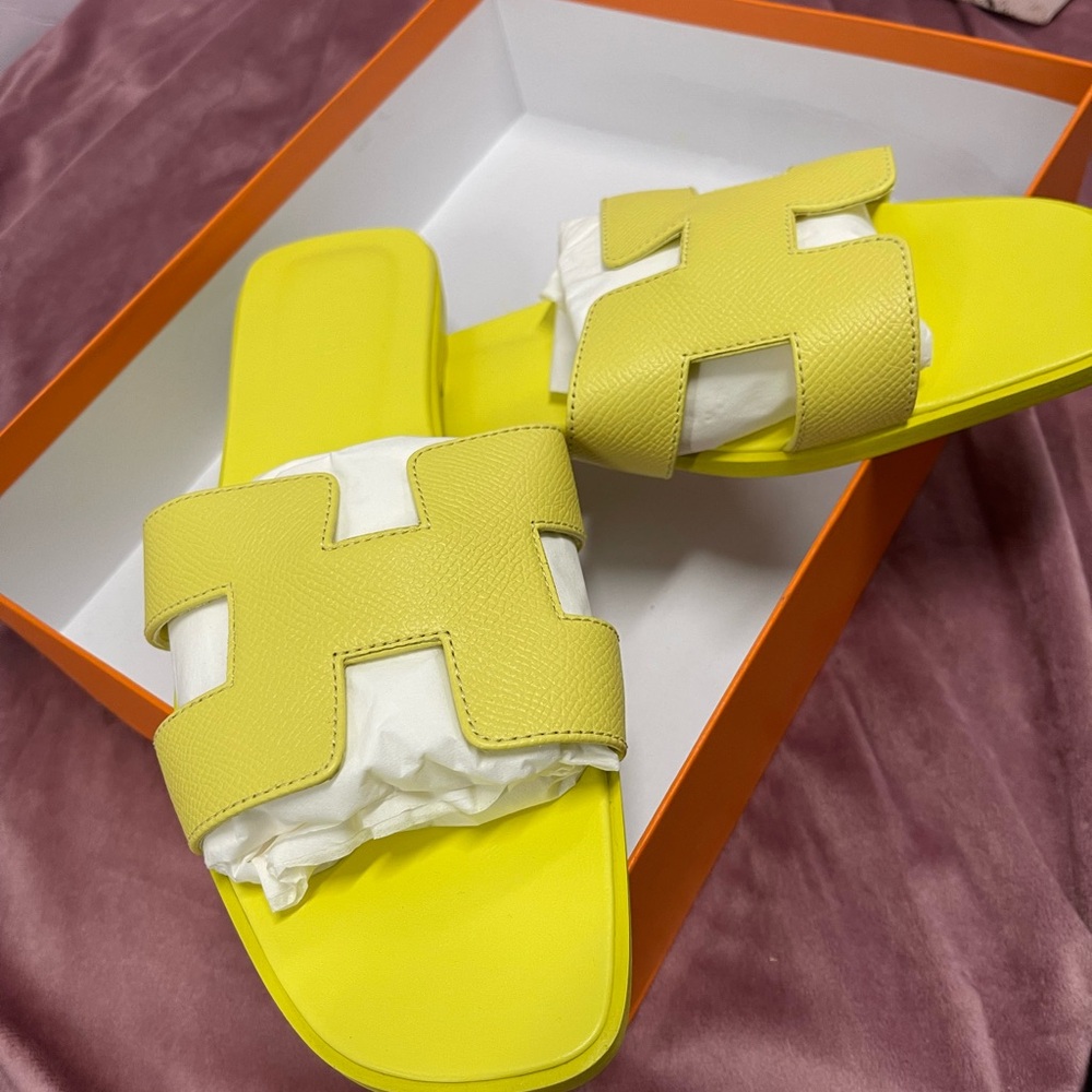 Cute Fun Yellow Hermes Slides